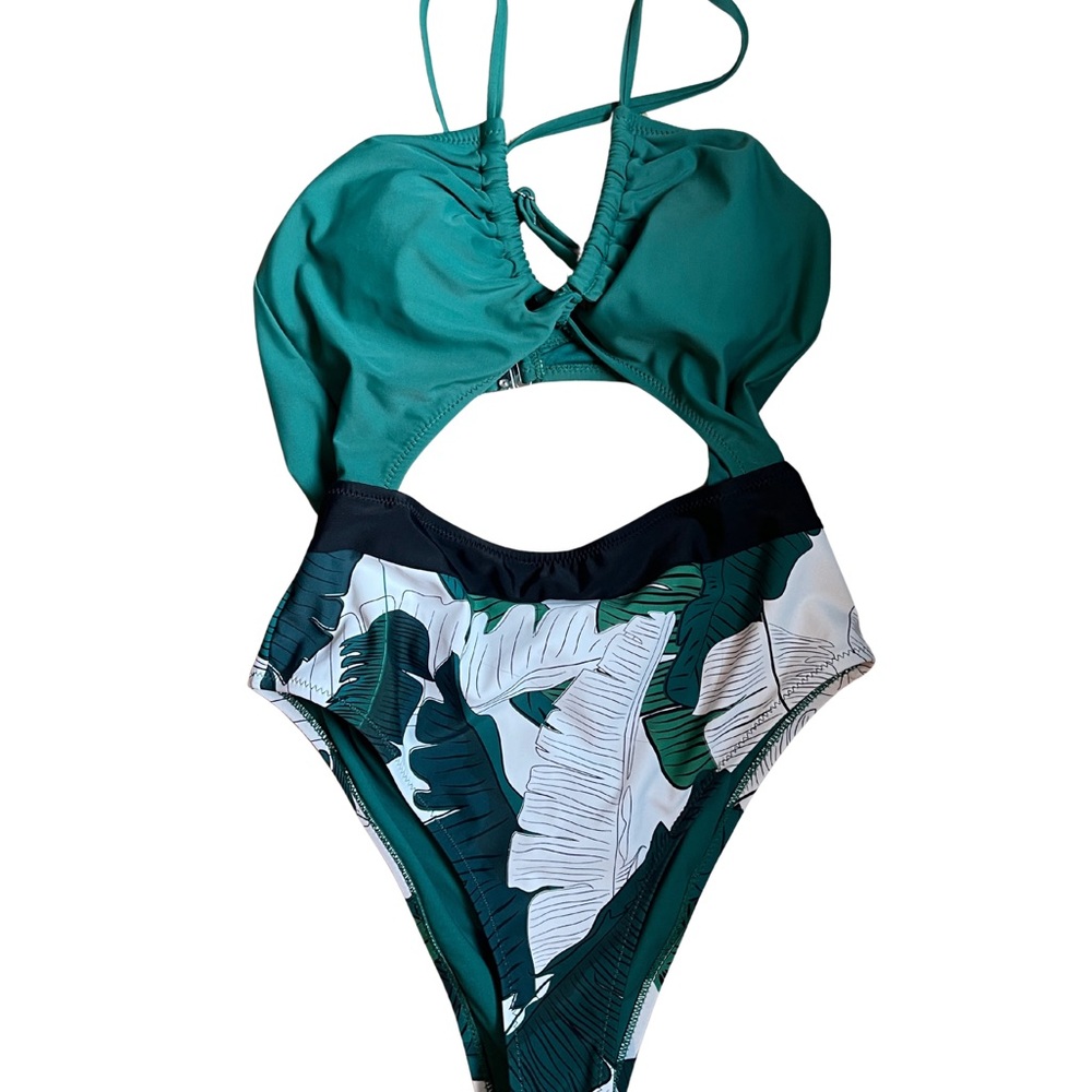 Cupshe Teal and Black Swimsuit